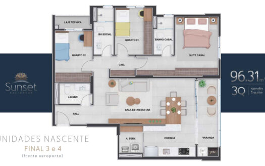 Apartamento 3 Quartos à venda no Sunset Residence – Goiânia 2